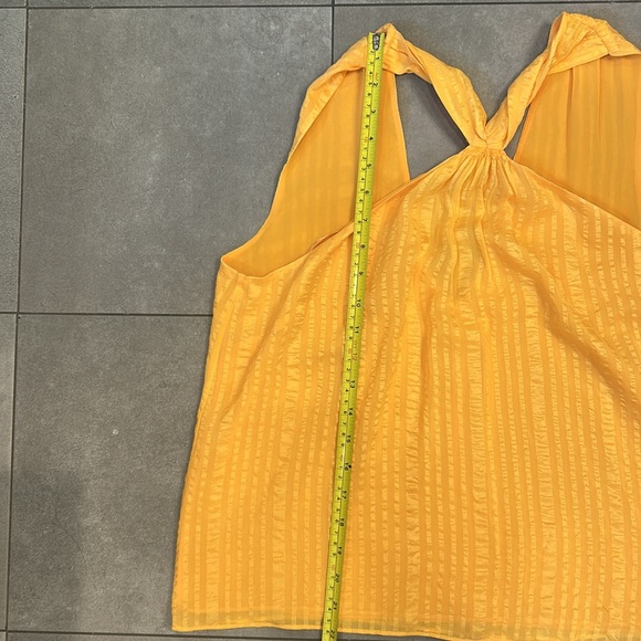 Frame Draped Crinkle Silk Halter Neck Top in Kumquat Yellow - Picture 5 of 11